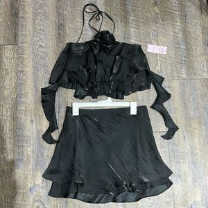 Wild Fable Black Chiffon Satin Set